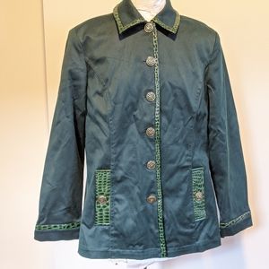 Vintage St John green alligator trim Blazer jacket